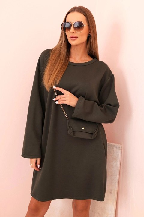 Sukienka damska wiskozowa Plus Size z torebką na łańcuszku khaki