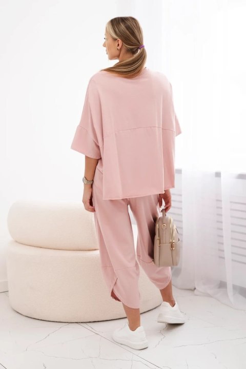 Komplet bawełniany bluzka + spodnie ciemny pudrowy róż