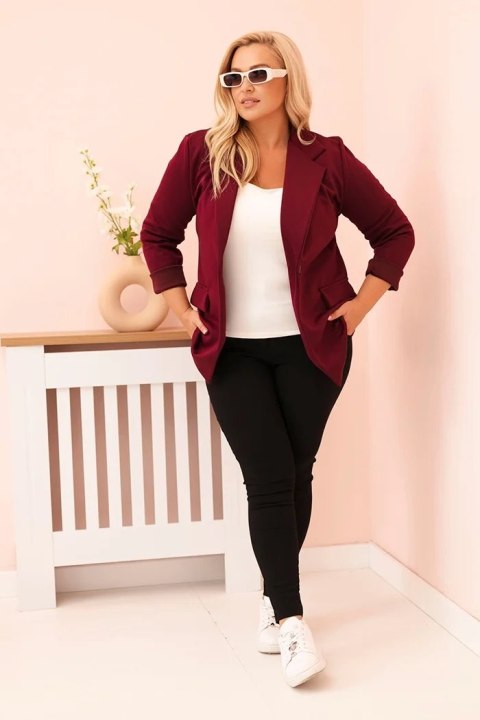 Marynarka damska z wiskozy Plus Size z długim rękawem i kołnierzem śliwkowa