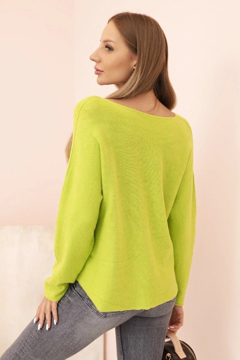 Sweter damska z wiskozą z dekoltem w serek pistacjowy