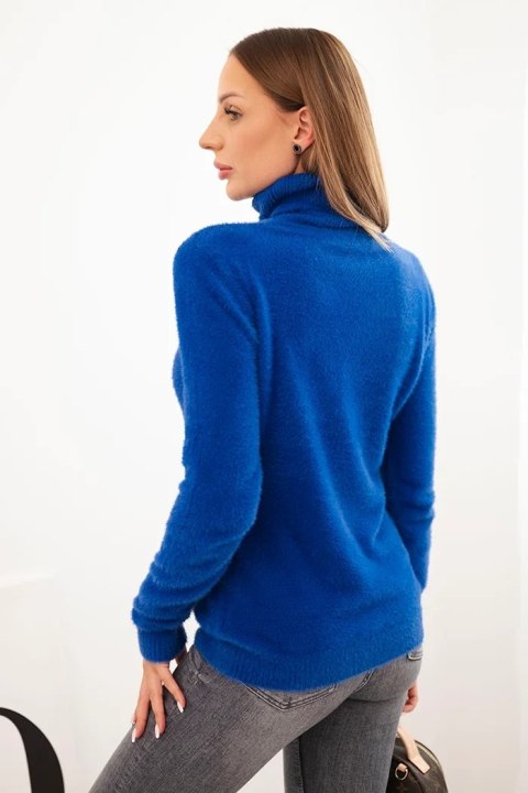 Sweter damski alpaka z golfem chabrowy
