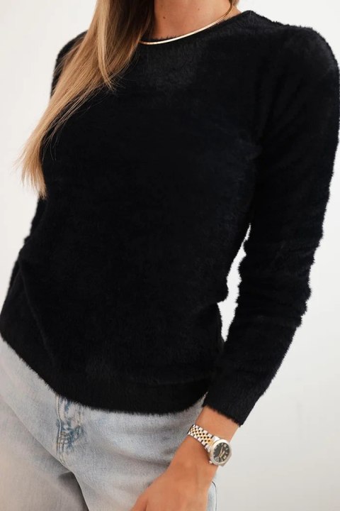 Sweter damski alpaka z okrągłym dekoltem czarny