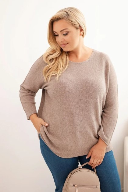 Sweter damski plus size z dekoltem łódką fango