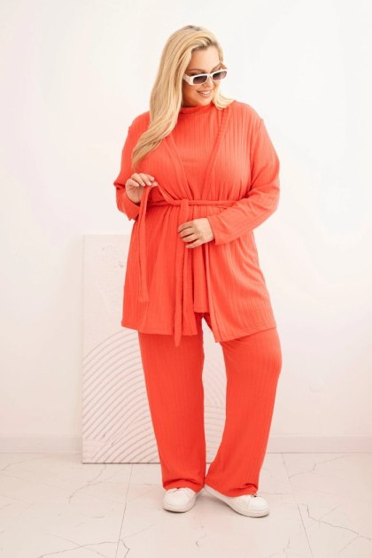Komplet damski Plus Size 3-częściowy malinowy