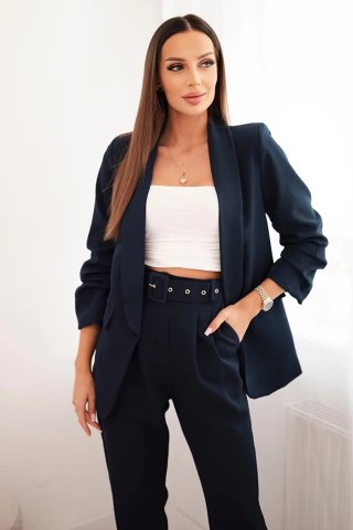 Komplet elegancki marynarki ze spodniami granatowy