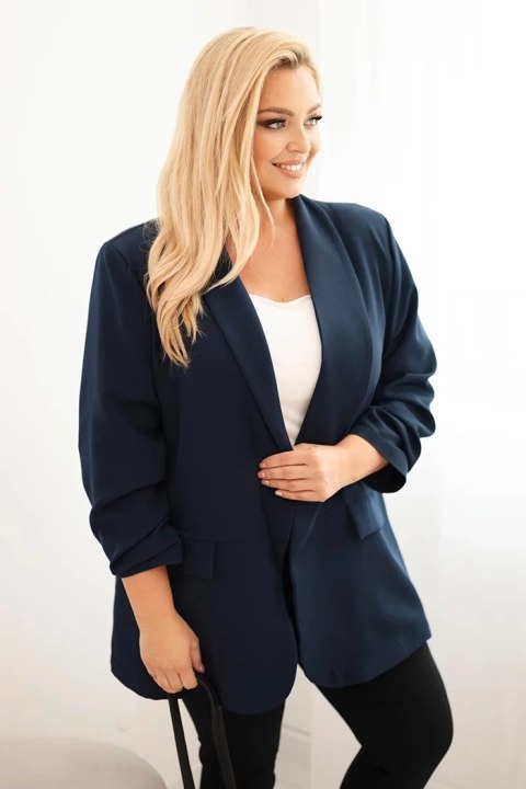 Marynarka damska Plus Size elegancka granatowa