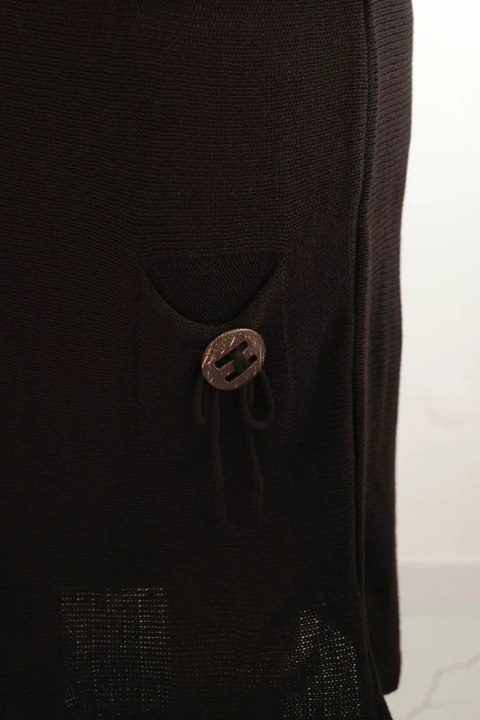 Sukienka swetrowa damska Plus Size z moherem oversize z kieszenią brązowa