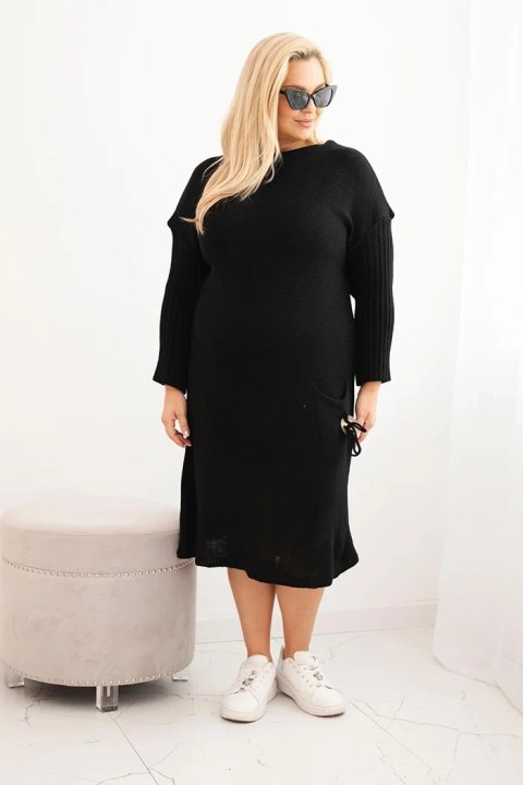 Czarna sukienka swetrowa oversize z moherem