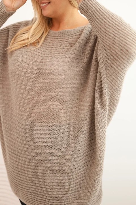 Sweter damski Plus Size z moherem ponczo fango