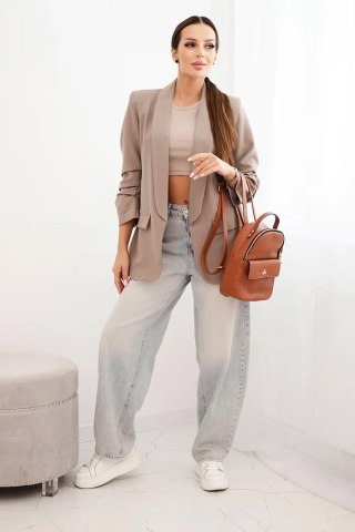 Marynarka z klapami elegancka fango