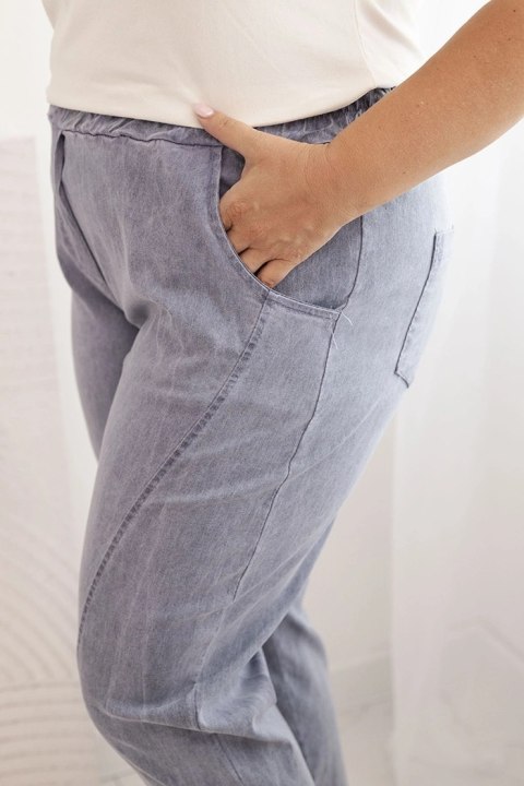 Spodnie damskie Plus Size dekatyzowane z wiskozą i szeroką gumką jeansowe