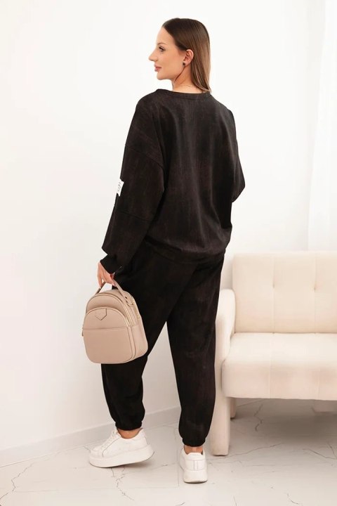 Komplet dresowy damski oversize z wiskozy i z efektem sprania czarny