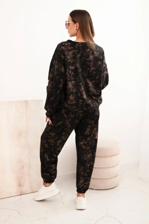 Komplet dresowy damski oversize z wiskozy z wydłużoną bluzą i efektem sprania czarny