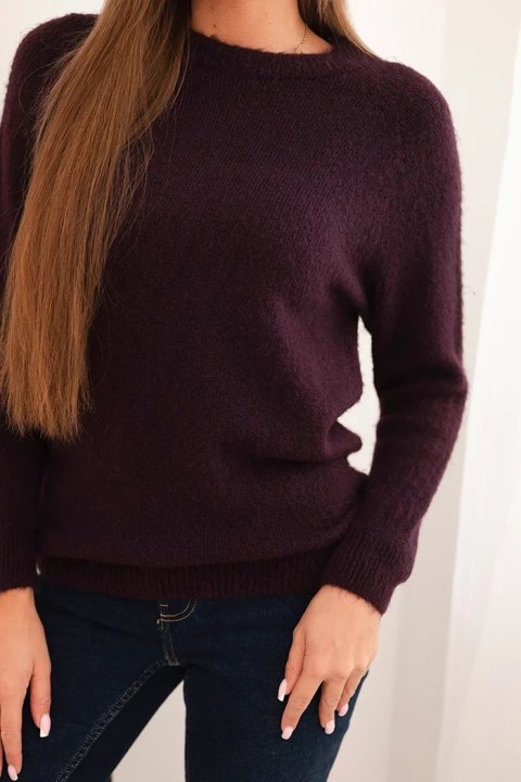 Sweter damski z baby alpaki z długim rękawem śliwkowy