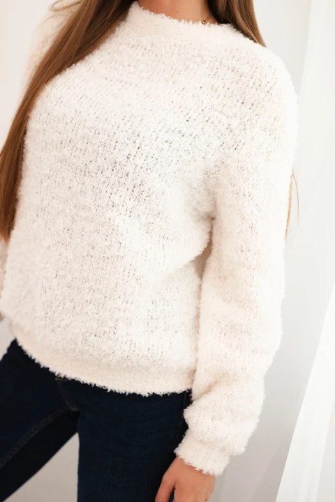 Sweter damski z miękkiego moheru ecru