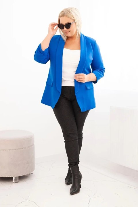 Marynarka damska Plus Size bez zapięcia z podszewką XL/2XL chabrowa