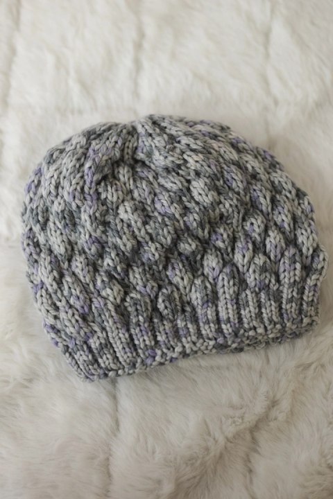 Czapka K156 szara + fioletowa
