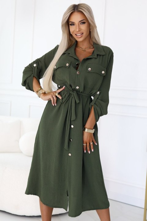 Sukienka koszulowa khaki