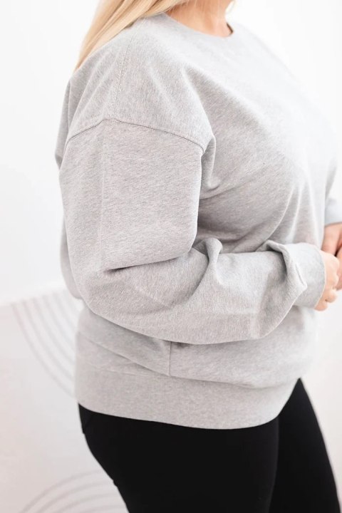 Bluza damska pętelkowa Plus Size bawełniana basic z okrągłym dekoltem szara