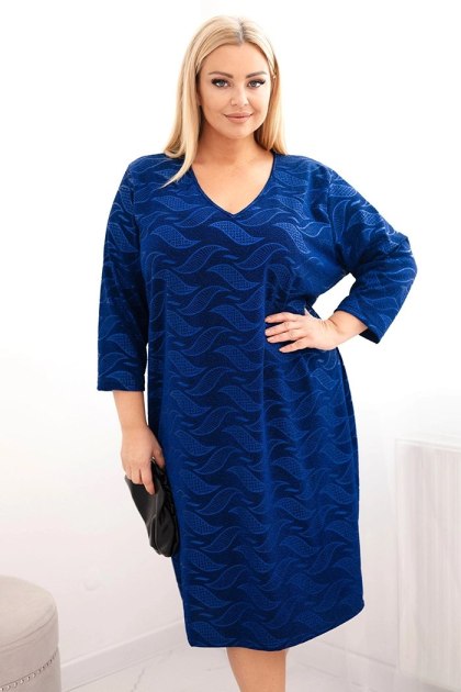 Sukienka damska z żorżety Plus Size z dekoltem V chabrowa