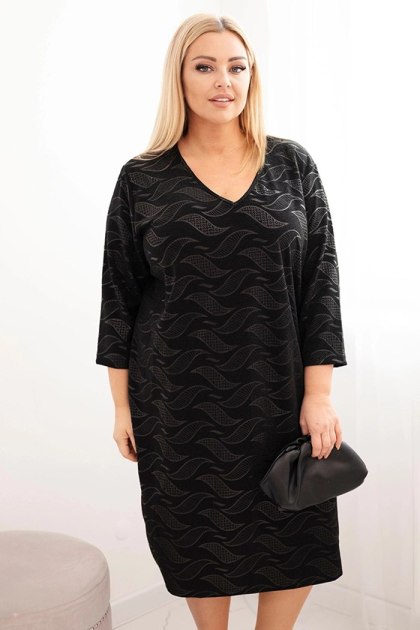 Sukienka damska z żorżety Plus Size z dekoltem V czarna