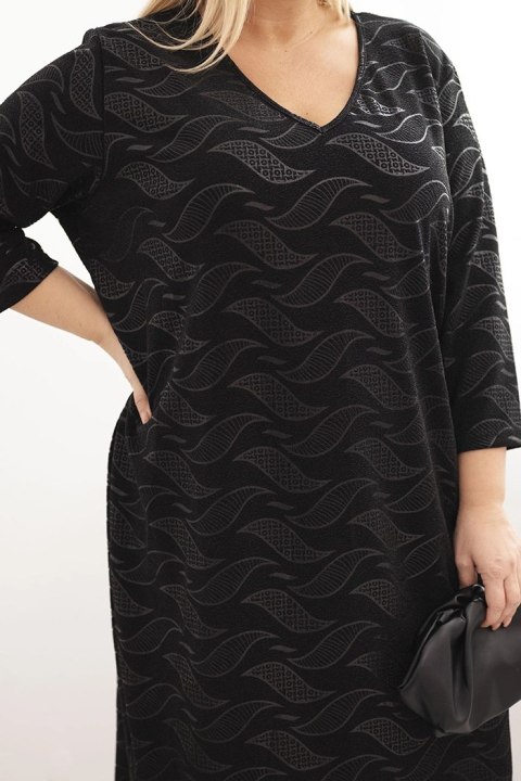 Sukienka damska z żorżety Plus Size z dekoltem V czarna