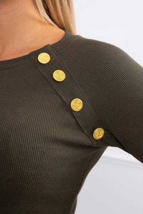 Bluzka z ozdobnymi guzikami khaki