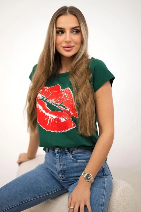 Bluzka z nadrukiem ust zielona