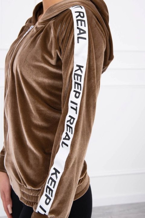 Bluza welurowa z kapturem brązowy