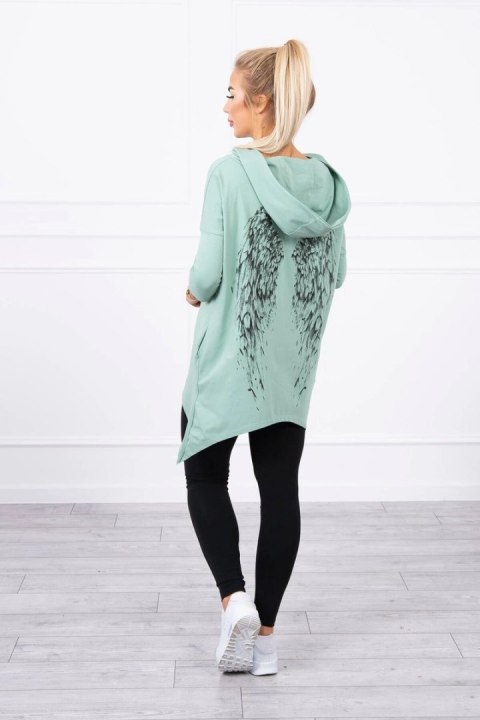 Bluza z nadrukiem skrzydeł ciemno miętowa