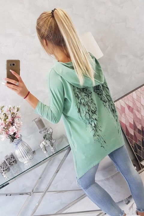 Bluza z nadrukiem skrzydeł ciemno miętowa