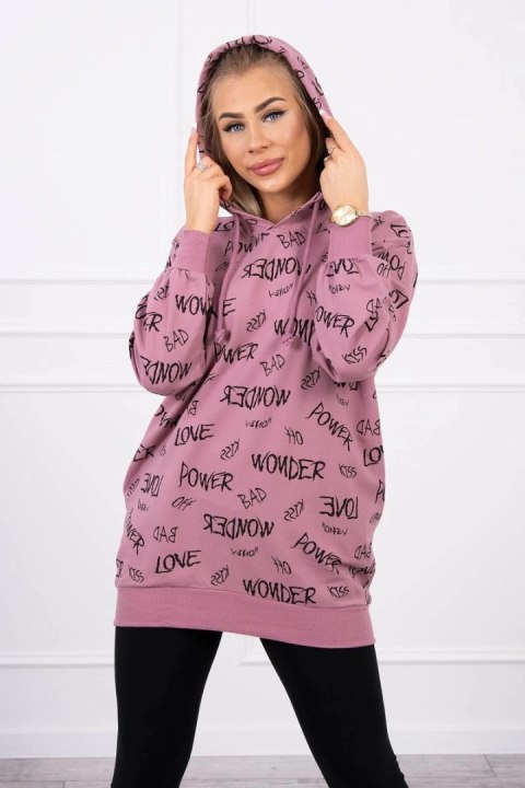 Bluza z napisami ciemno różowa