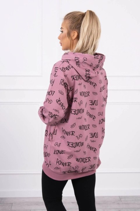 Bluza z napisami ciemno różowa