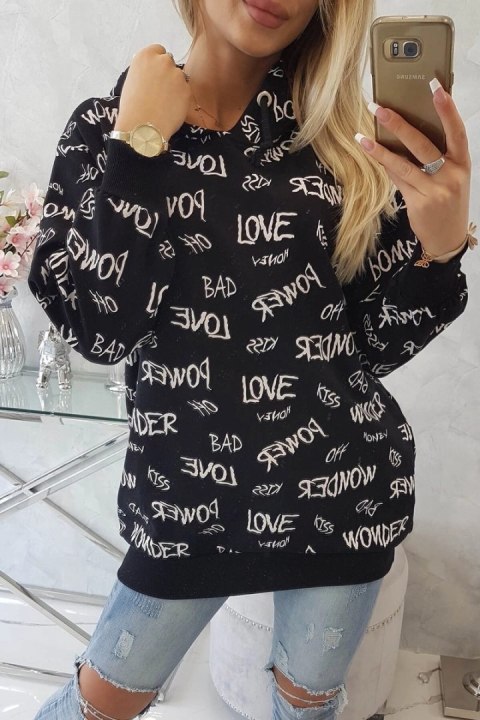 Bluza z napisami czarna