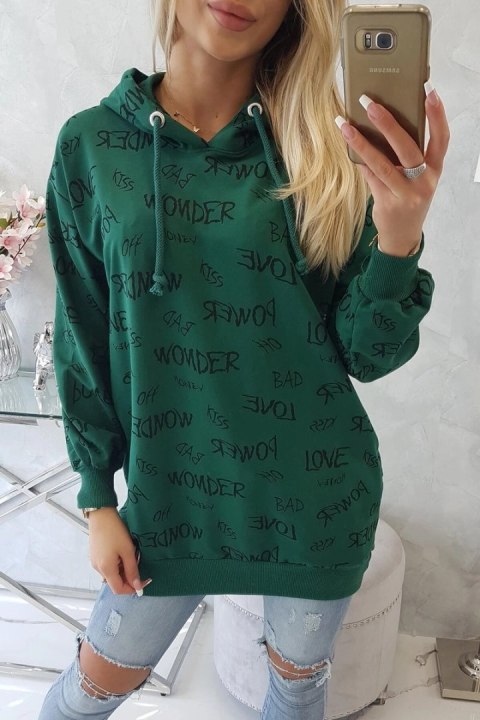 Bluza z napisami zielona