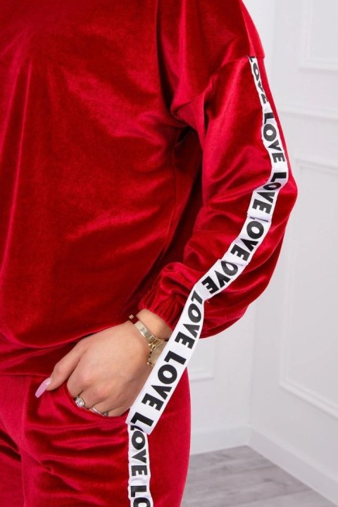 Komplet welurowy Love czerwony