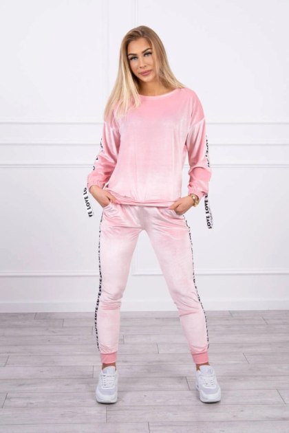 Komplet welurowy Love pudrowy róż