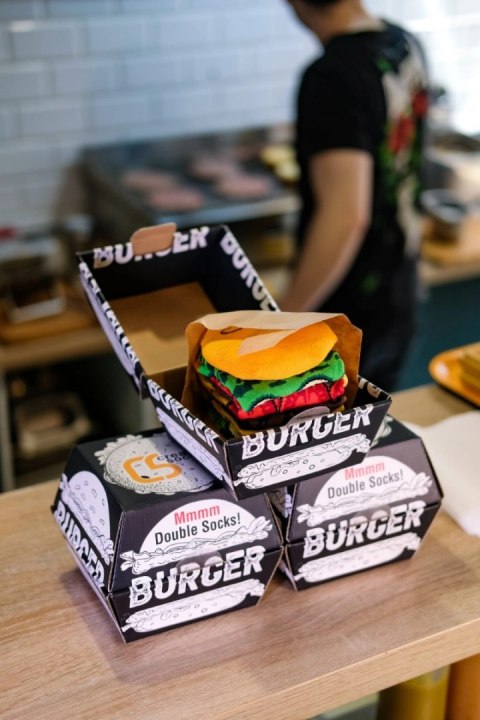 Skarpetki z nadrukiem burgera - zestaw 2 par unisex w oryginalnym opakowaniu
