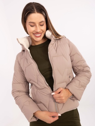 Ciemnobeżowa damska kurtka z pikowaniem rozmiar M