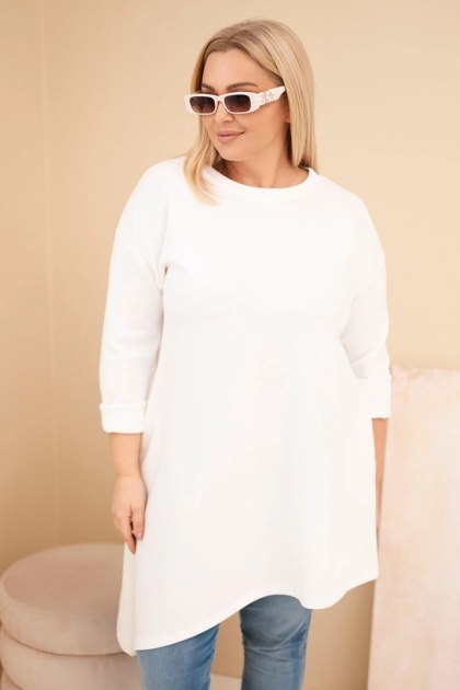 Sukienka damska Plus Size z wiskozy z luźnym fasonem i długim rękawem ecru
