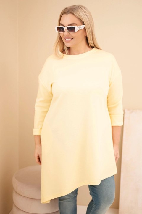 Sukienka damska Plus Size z wiskozy z luźnym fasonem i długim rękawem żółta