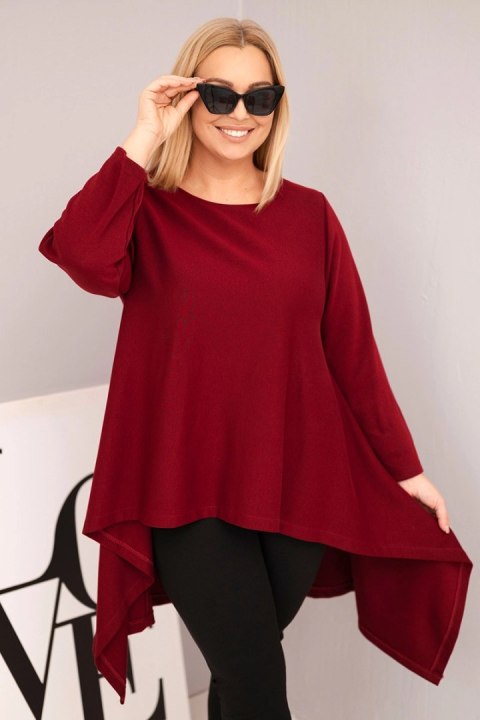 Tunika damska Plus Size bawełniana o asymetrycznym kroju bordowa