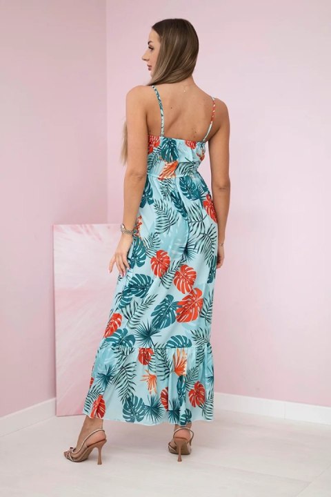 Miętowa sukienka w liście