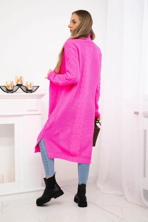 Sweter Kardigan splot warkocz różowy neon