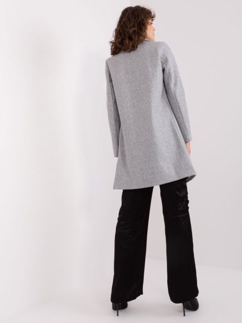 Szary Klasyczny Płaszcz z Podszewką